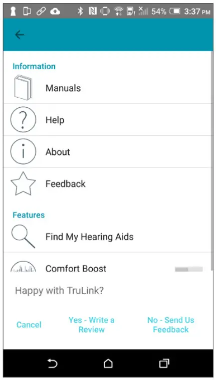 TRULINK Hearing Control App - Feedback--