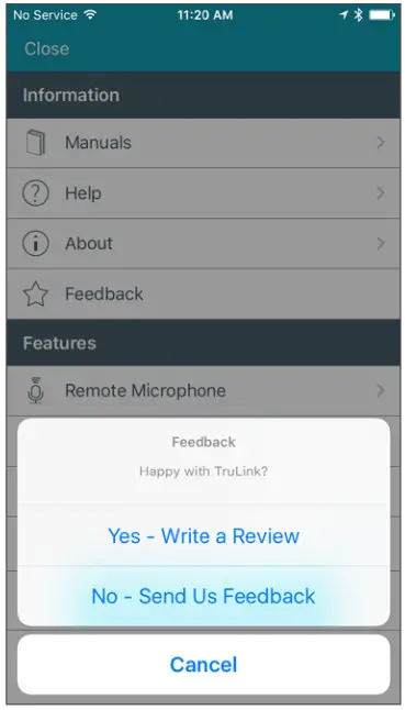 TRULINK Hearing Control App - Feedback