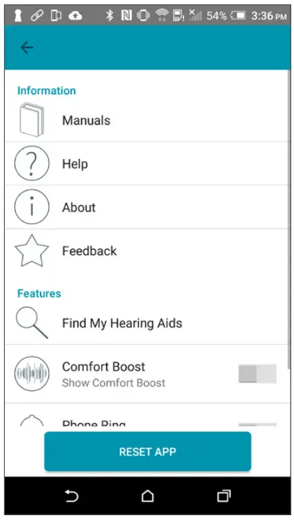 TRULINK Hearing Control App -TruLink Settings-