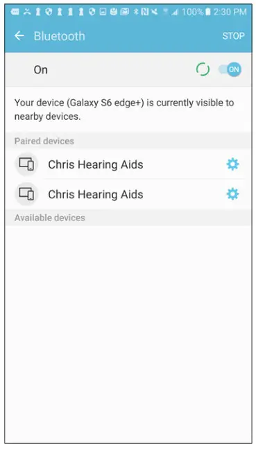 TRULINK Hearing Control App -Under Paired devices you will