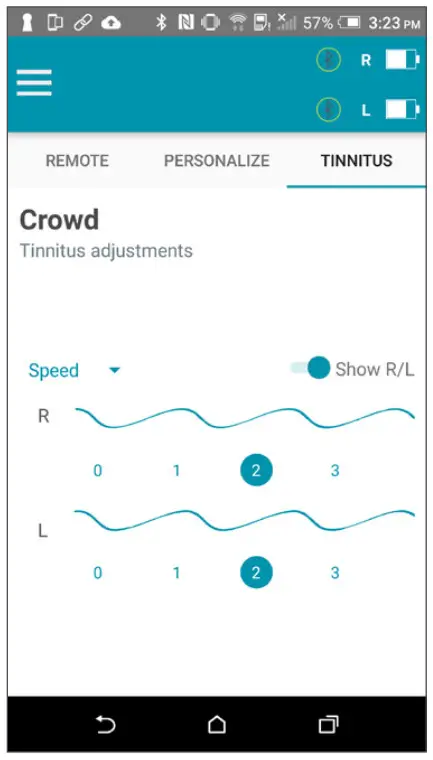 TRULINK Hearing Control App - You can adjust the rate at which the