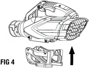 Place battery cartridge right underneath the blower housing
