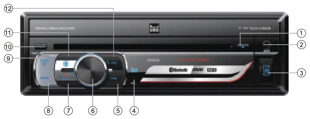 Dual DV715B 7 Inch AV DVD Receiver - Control