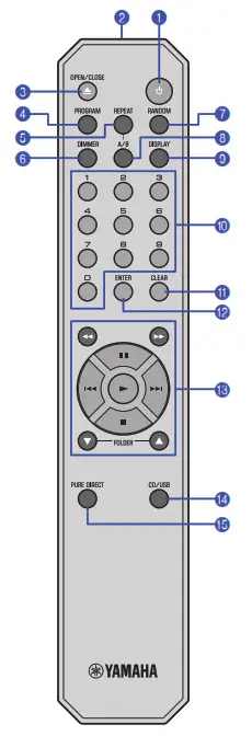 YAMAHA CD S303 Single Disc CD Player - Remote control