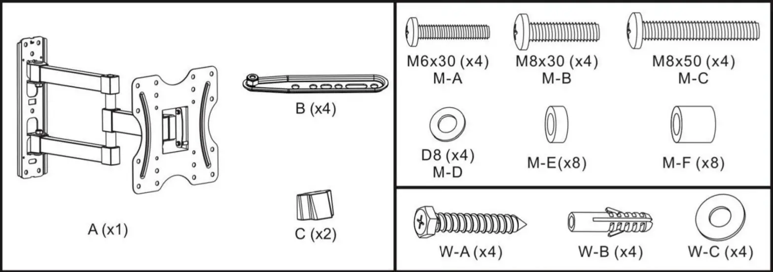 Kogan KAWLM65TA Full Motion - parts