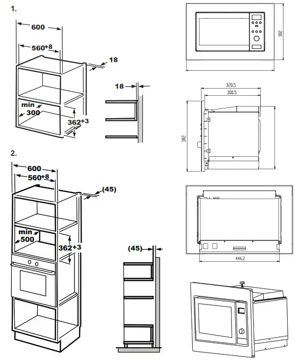beko mob 17131 x built in 17 litre microwave oven - Installation and connection 1