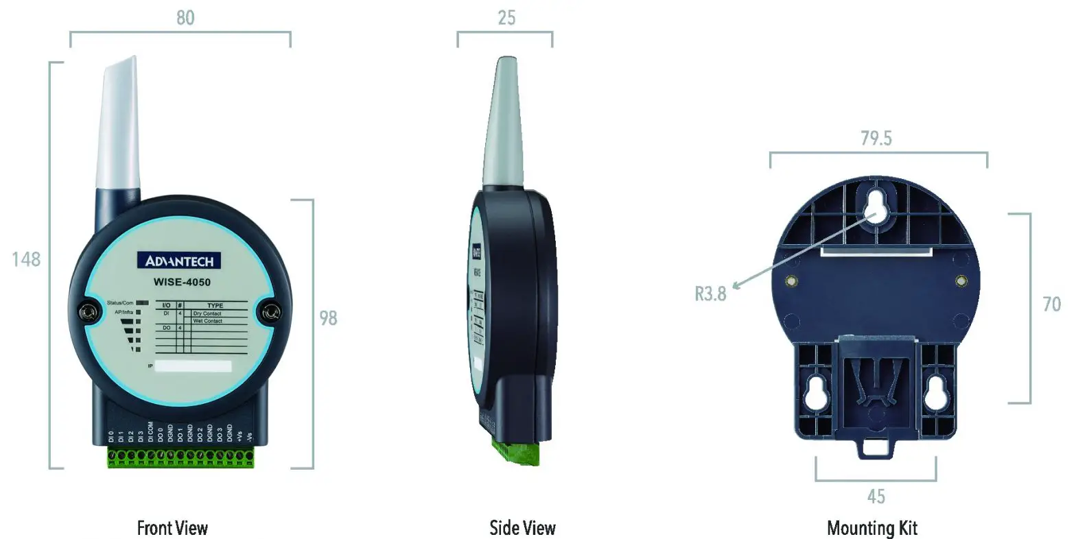 ADVANTECH WISE-4050 4- Dimensions