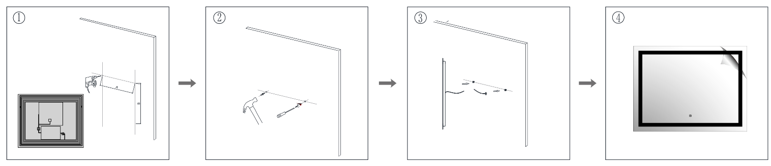 tunuo SF-21S0301-40 40 in. W x 32 in. H Rectangular Frameless Wall Horizontal Mount Bathroom Vanity Mirror in Silver - 2