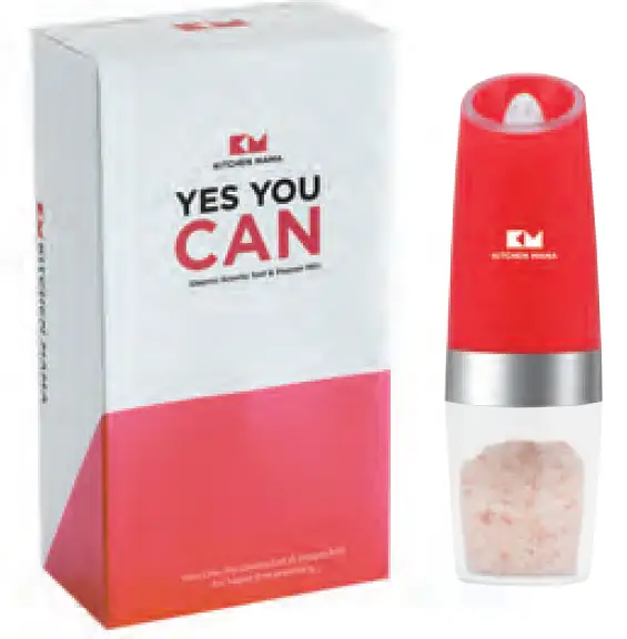 KITCHEN MAMA GM1100-P Electric Gravity Salt and Pepper Mill