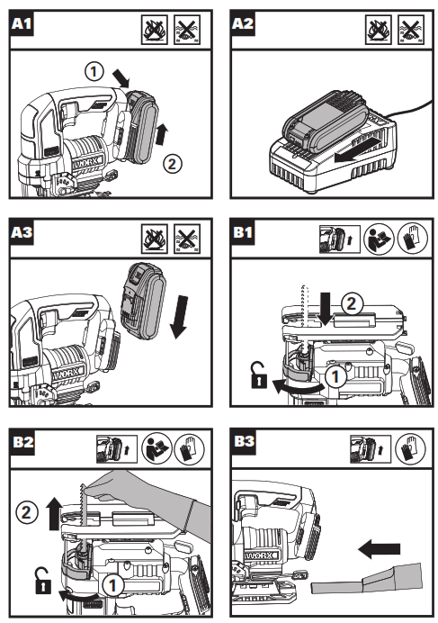 WORX WX542  WX542.X 20V Cordless Brushless Jigsaw - fig 1