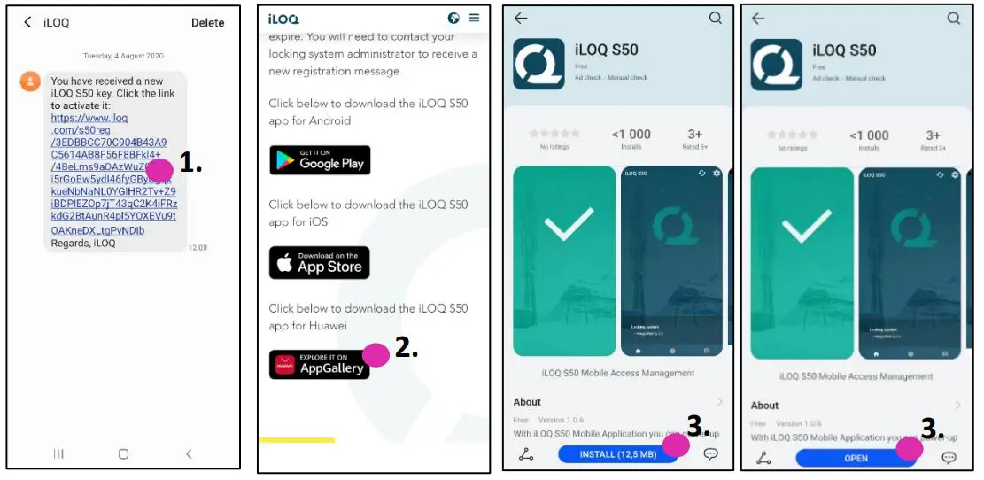 iLOQ S50 Huawei Application - Press the INSTALL button. Once the app has been installed, press the OPEN button
