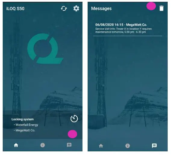 iLOQ S50 Huawei Application - You can delete messages by pressing