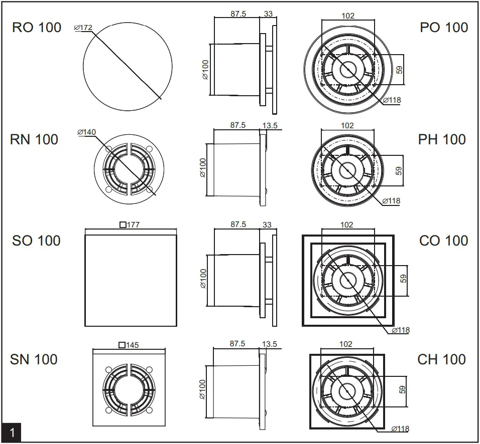VENTS RO 100 Axial Fans - FIGURE 1