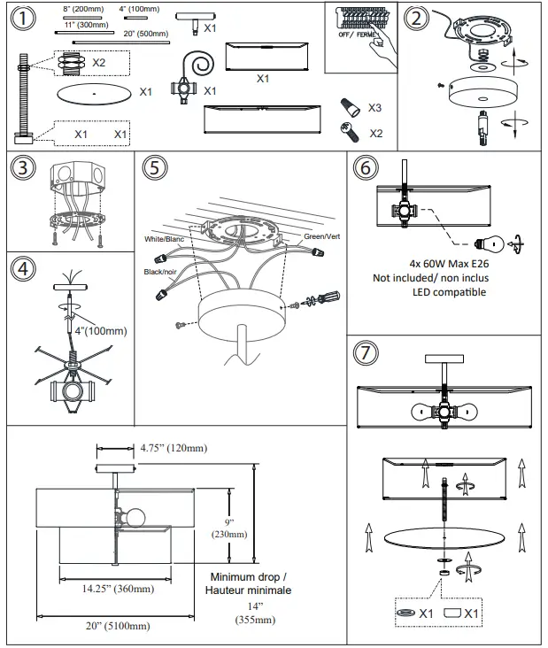 Dainolite 571-224P Chrome Transitional Drum Pendant Light 2
