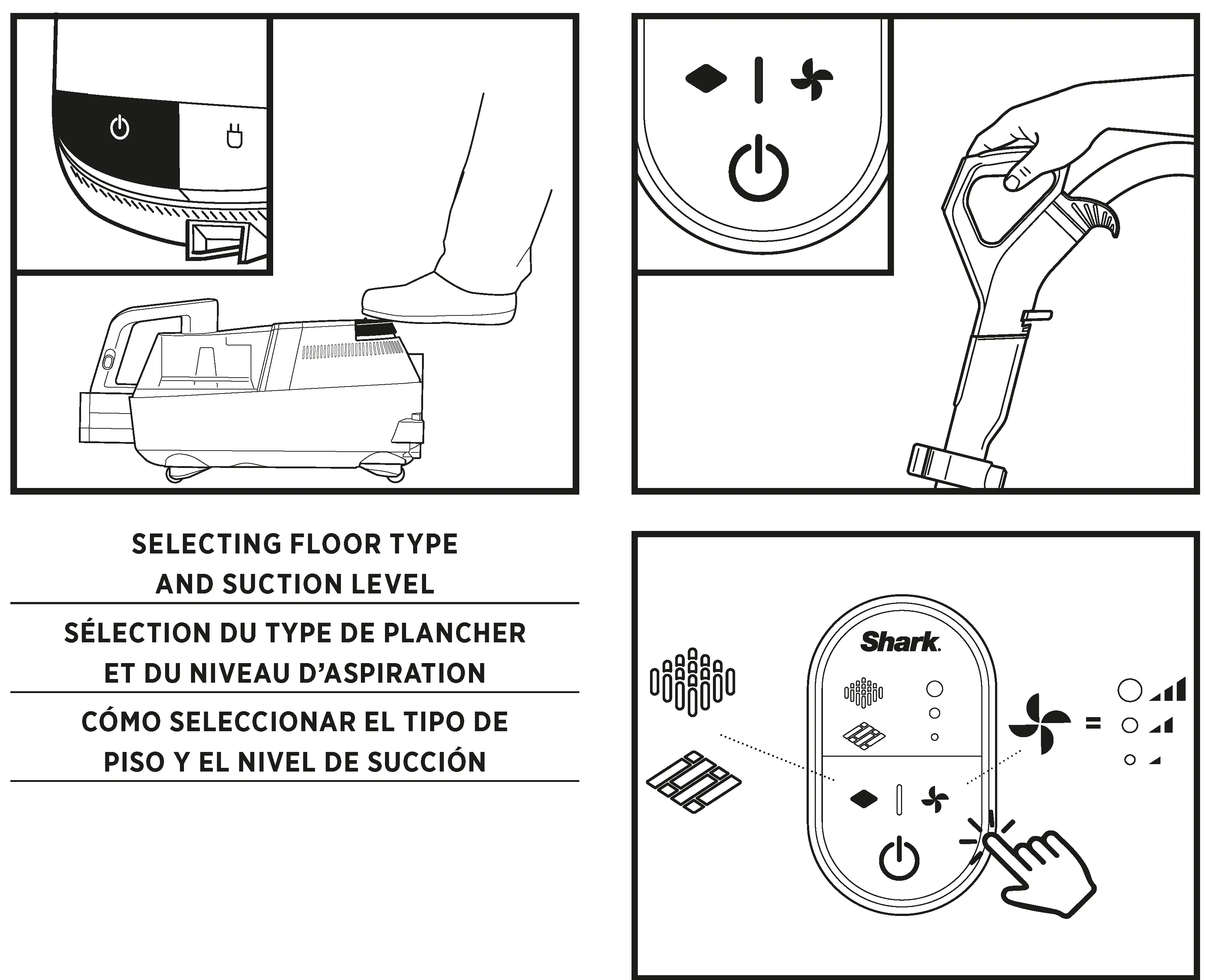 SELECTING FLOOR TYPE AND SUCTION LEVEL