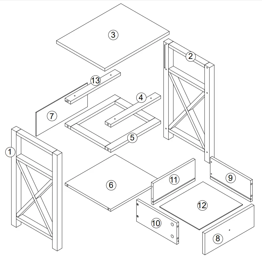 JAXSUNNY HGP0070 Contemporary Open Shelf Nightstand Set of 2 - fig3
