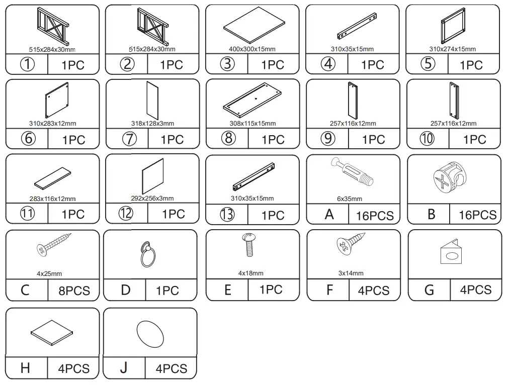 JAXSUNNY HGP0070 Contemporary Open Shelf Nightstand Set of 2 - fig4
