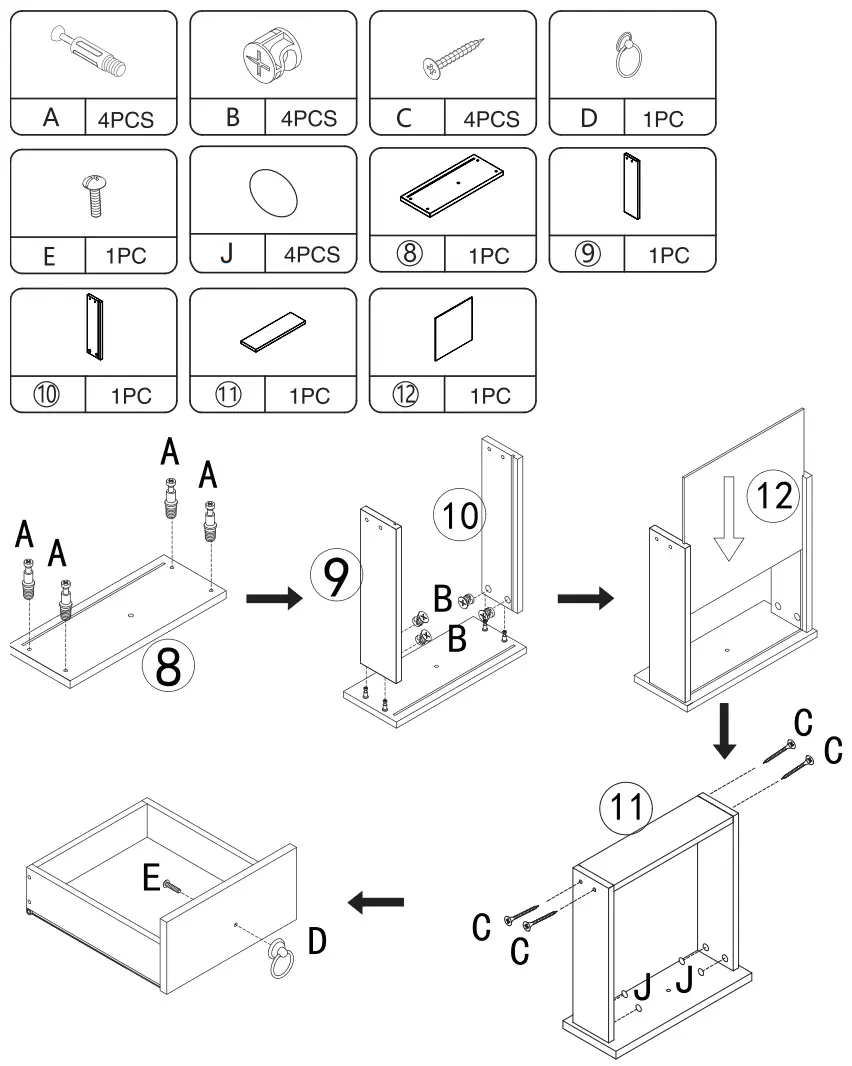 JAXSUNNY HGP0070 Contemporary Open Shelf Nightstand Set of 2 - fig5
