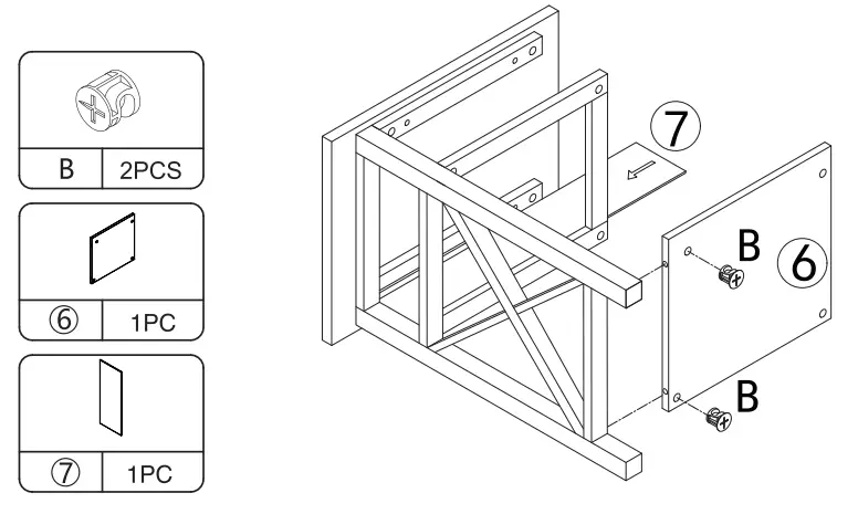 JAXSUNNY HGP0070 Contemporary Open Shelf Nightstand Set of 2 - step2