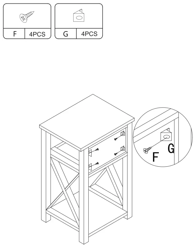 JAXSUNNY HGP0070 Contemporary Open Shelf Nightstand Set of 2 - step4