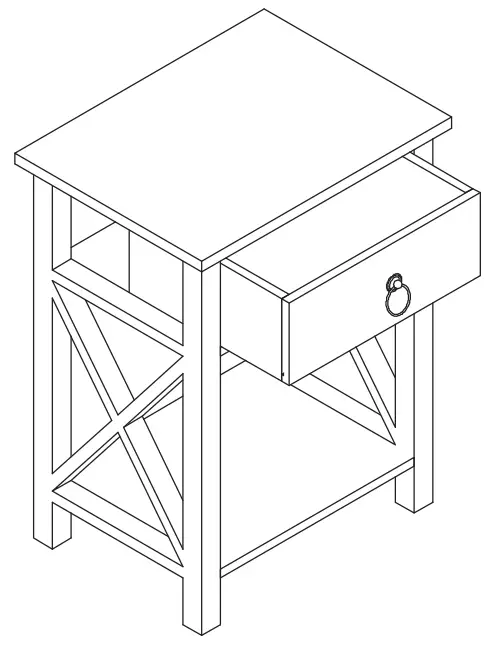 JAXSUNNY HGP0070 Contemporary Open Shelf Nightstand Set of 2