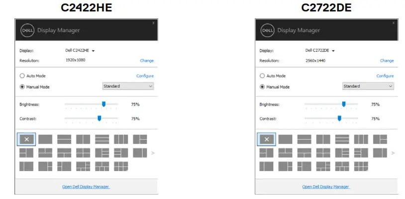 DELL C2722DE 27 inch IPS Video Conferencing Monitor - Settings Dialog