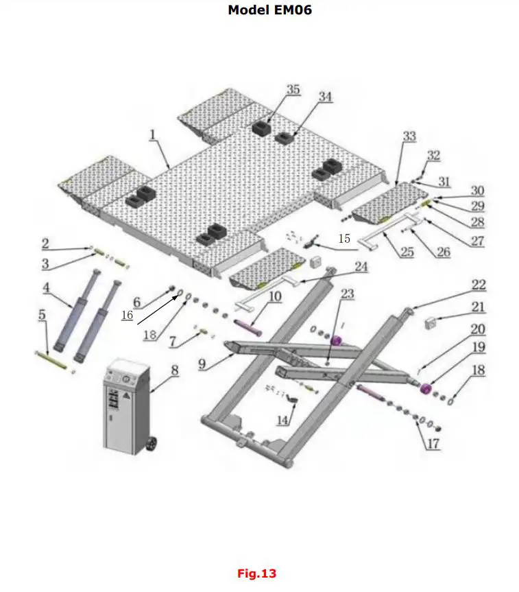 AMGO EM06 6000 lbs Portable Mid-Rise Scissor Lift User Manual - Figure - 13