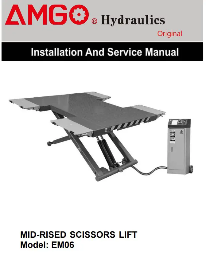 AMGO EM06 6000 lbs Portable Mid-Rise Scissor Lift User Manual
