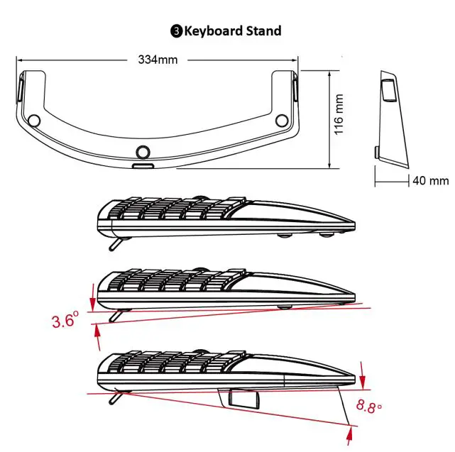 perixx Periduo-606 Wireless Mini Ergonomic Keyboard User Manual - Keyboard Stand
