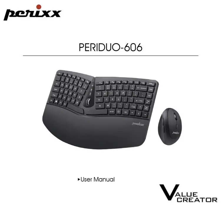 perixx Periduo-606 Wireless Mini Ergonomic Keyboard User Manual