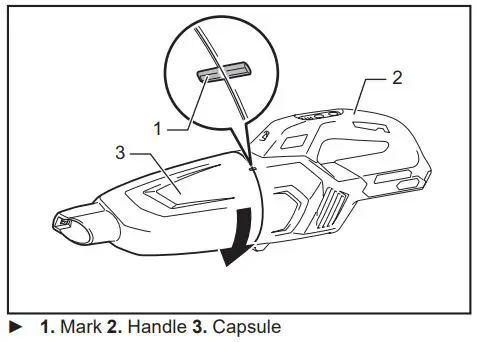 Makita Cordless Cleaner CL001G Instruction Manual - Attach the capsule