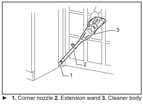 Makita Cordless Cleaner CL001G Instruction Manual - Corner nozzle + Extension wand