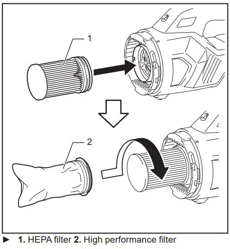 Makita Cordless Cleaner CL001G Instruction Manual - HEPA filter