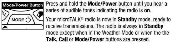 FIG 9 Turning on Your microTALK@ Radio