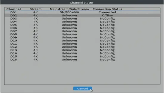 PNI IP716 Video Surveillance Recorder 27 Channel status