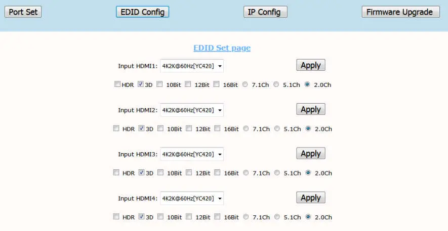 WolfPack 4x4 HDMI2 0 Matrix Support 4K@60hz YUV444 18Gbps HDR - Web Control 4