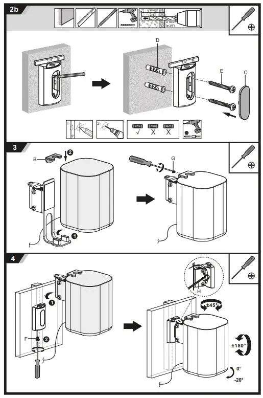 nedis-SPMT5721BK-Sonos-One-SL-Speaker-Wall-Mount-Installation-fig-2