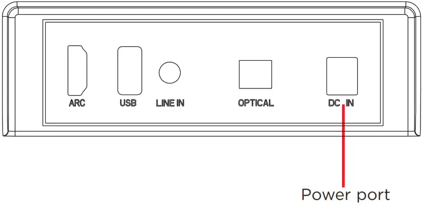 VIVITAR V60040BT 2.0 Channel Soundbar - Power port