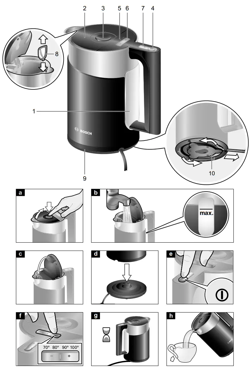 BOSCH TWK861 RU Cordless Electric Kettle