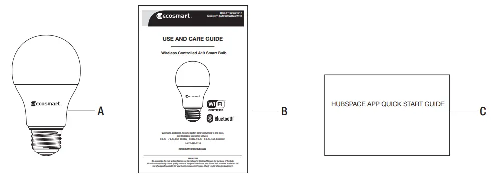 ecosmart 1006931917 Wireless Controlled A19 Smart Bulb - fig 1