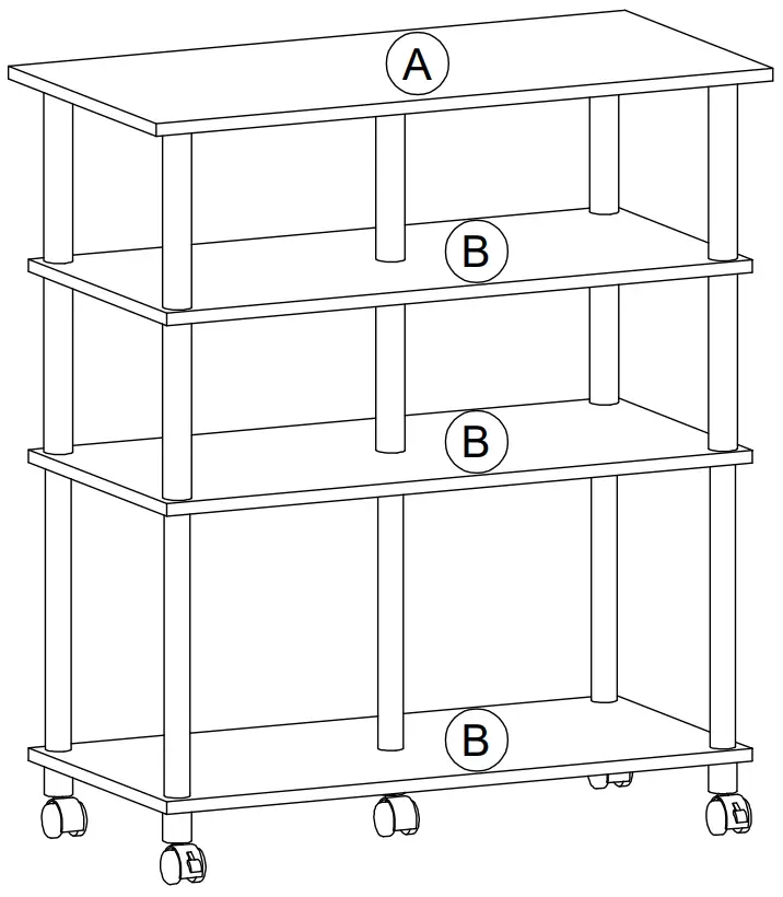 Furinno 22063 Helena 4 Tier Multifunction Rolling Kitchen Cart - FIG 6