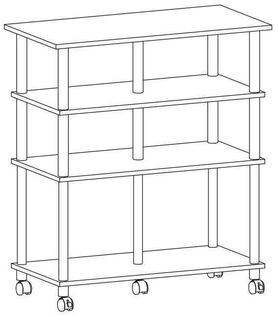 Furinno 22063 Helena 4 Tier Multifunction Rolling Kitchen Cart