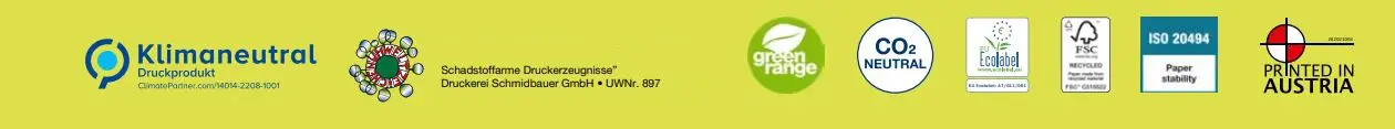 klimaneutral,Druckerei,green range, co2 neutral,ecolebal,FSc,ISo,printed in austria icon