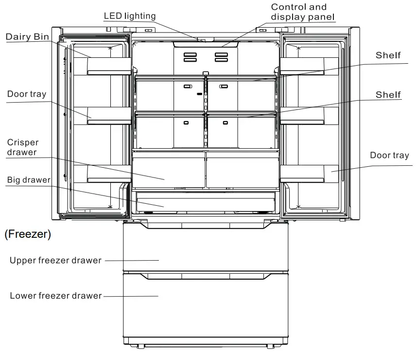 COSMO COS-FDR225 Series 4 Door French Door Counter Depth Refrigerator - Fig 29