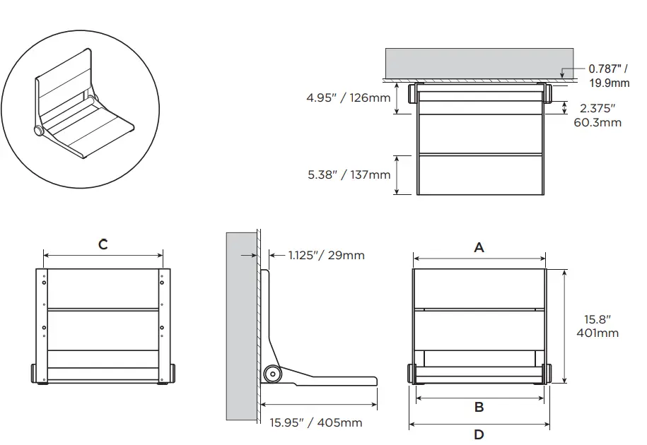 INVISIA INV-WSFD-18 Serena-Seat Pro Folding Bamboo Shower Seat-FIG15
