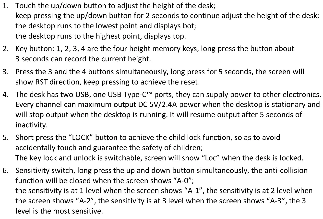 DIGITUS DA-90406 Electric Height-Adjustable Desk With USB Charger and Drawer Installation Guide - Led screen 2