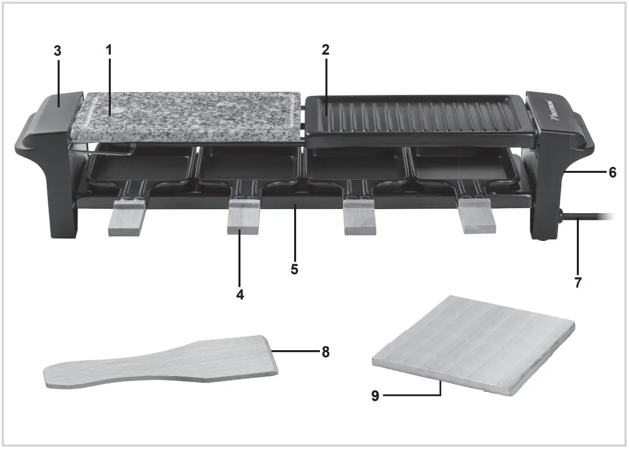 bESTRON ARG200BW Raclette with Natural Grill Stone - Figure 1