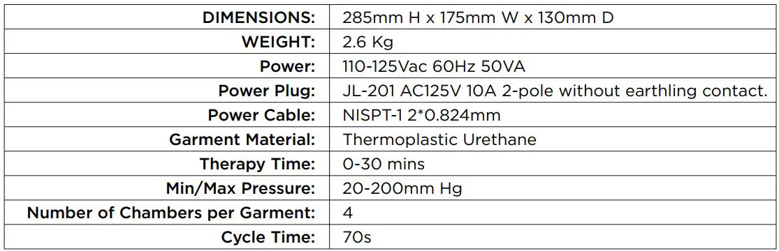 Richmar REX Combo Pneumatic Compression System User Manual - MAIN MACHINE