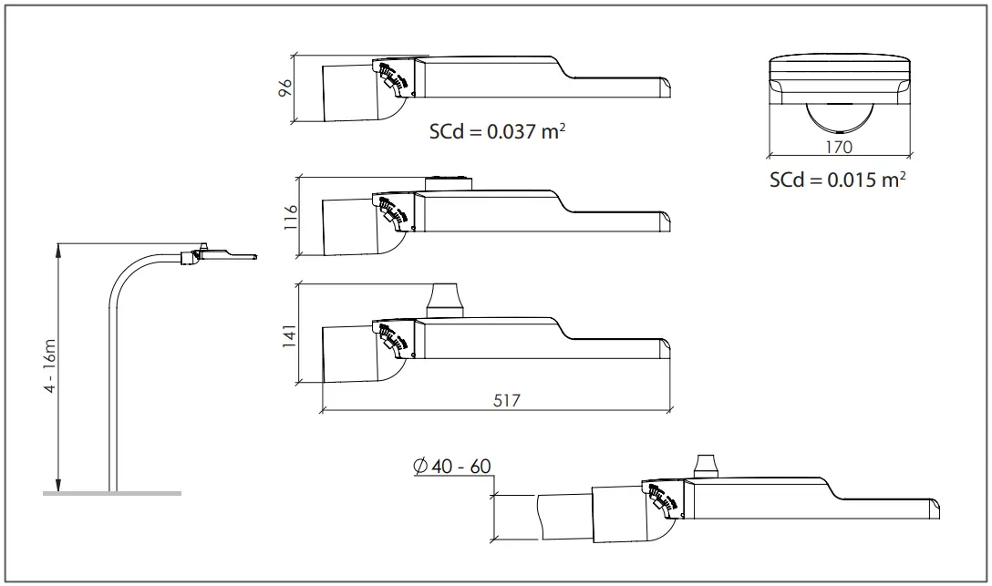 VIZULO Micro Martin Smooth LED Street Luminaire - fig 1