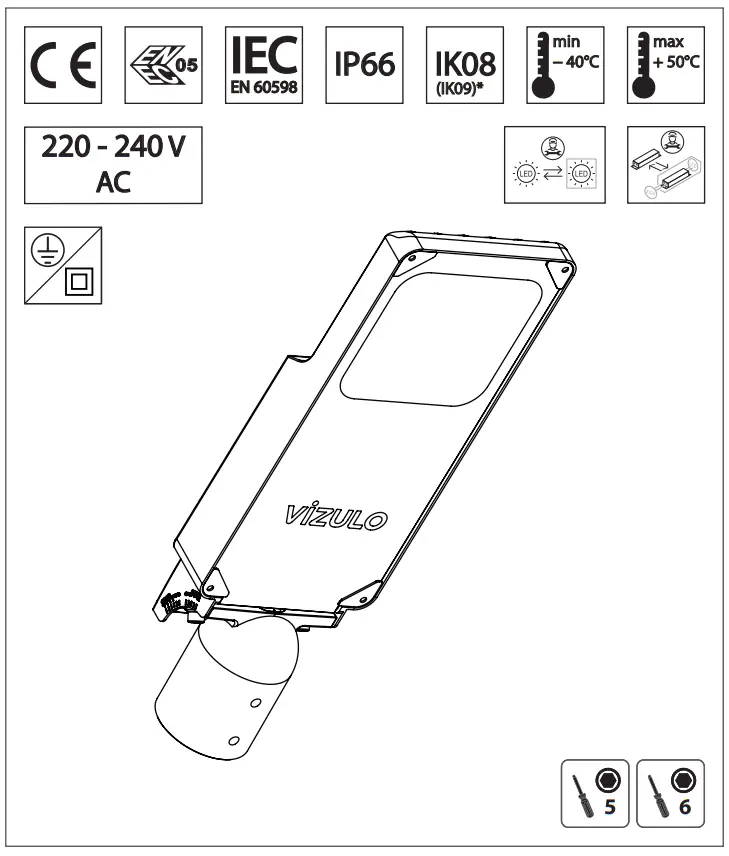VIZULO Micro Martin Smooth LED Street Luminaire